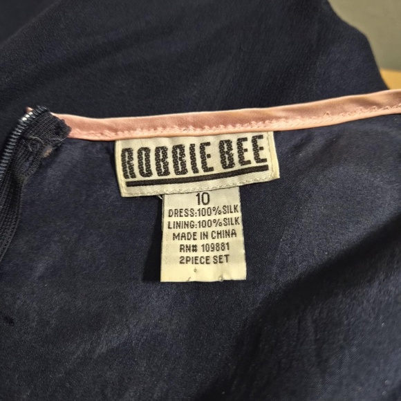 Robbie Bee 100% Silk Floral Navy Maxi Dress & Cardigan Romantic 2 Piece Set L - Picture 6 of 6